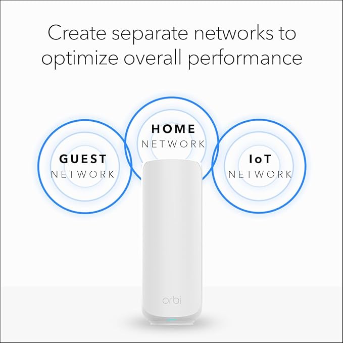 NETGEAR Orbi 370 Series Dual-Band WiFi 7 Mesh Network System for Home (RBE372) – Wireless Router + 1 Extender, Security Features, 5 Gbps, Covers 4,000 sq.ft., 70 Devices, 2.5GB Internet Port, BE5000