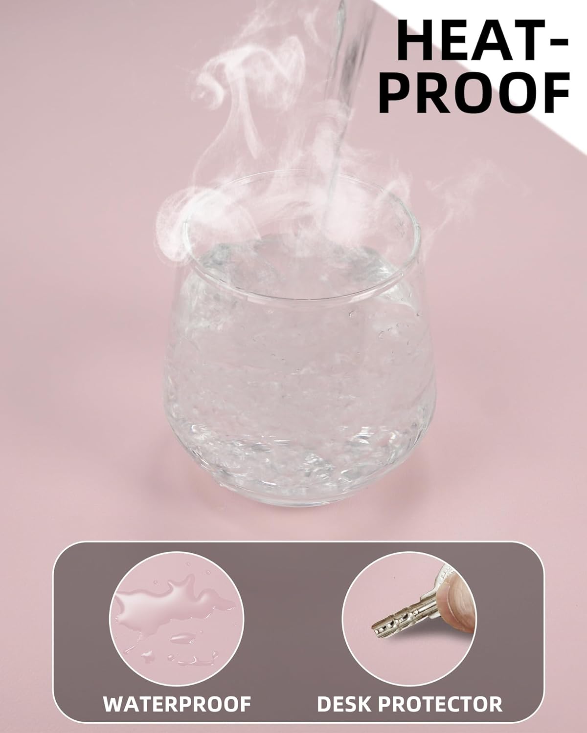 Leather Desk Pad Protector - 48 x 24" Computer Mat, Large Mouse Pad, Non-Slip, Waterproof PU Leather Blotter, Desk Cover for Office and Home (Light Pink)