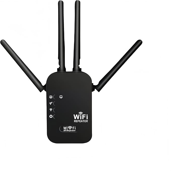 300Mbps WiFi Extender Signal Booster,WiFi Extender Dual Band for Home，New Gen 6X Faster Internet Booster Extender, WiFi Repeater Coverage up to 10K sq.ft and 65 Devices （Black）