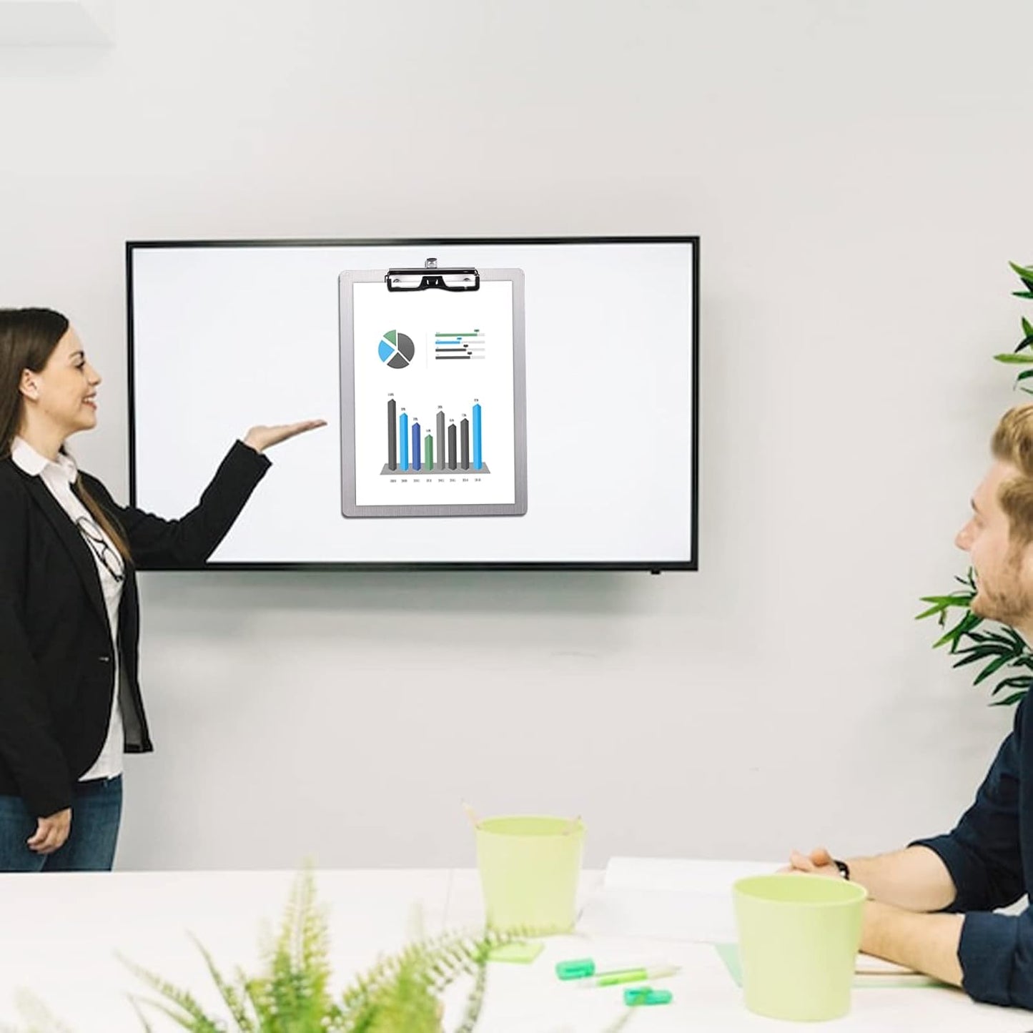 304 Stainless Steel Metal Dry Erase Clipboards with Pen Holder,Double-Sided Anti-Fingerprint White Board,Letter Size(Not to be adsorbed by Magnets)