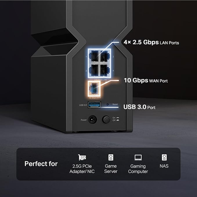 TP-Link Tri-Band BE9700 WiFi 7 Router Archer BE550 Pro 1 × 10G + 4 × 2.5G, USB 3.0 6 Internal Antennas VPN Clients & Server 6GHz Band, Easy-Mesh, HomeShield, MLO, Private IOT