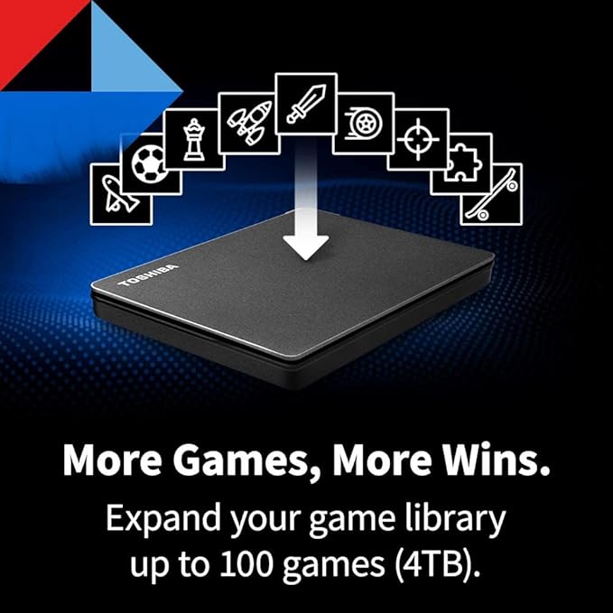 Toshiba Canvio Gaming 2TB Portable External Hard Drive USB 3.0, Black for PlayStation, Xbox, PC & Mac - HDTX120XK3AA