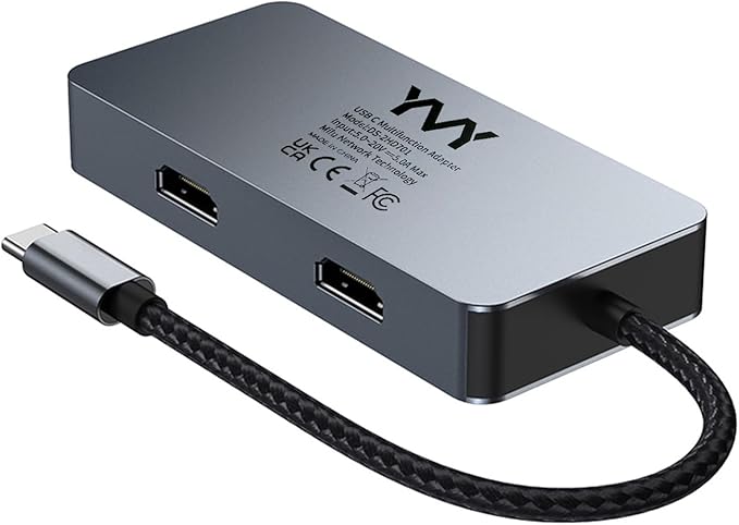 USB C to Dual HDMI Docking Station, USB C to Dual HDMI(4K@30Hz) Multiport Adapter, Type C Hub with 2 HD Monitors, 100W PD All in one for Dell HP MacBook Laptop (7 in 1 2HDMI+3USB3.0