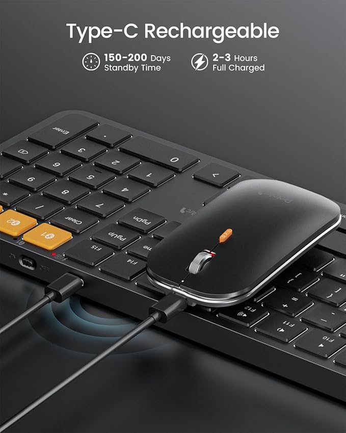 ProtoArc Backlit Bluetooth Keyboard and Mouse for Mac, KM100-A Multi-Device Wireless Keyboard Mouse for Mac, Full Size Rechargeable for MacBook Pro/Air, iPhone, iPad, Black