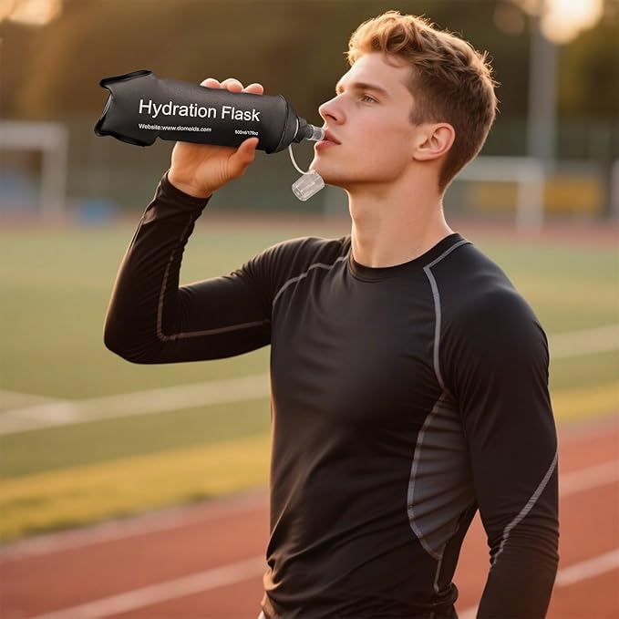 GYGYL Soft Flask, TPU Collapsible Soft Water Bottle for Hydration Pack, Running Vest, Leak-Proof Folding Water Bottle for Hiking Cycling Climbing Jogging-500ml Black, 2pcs