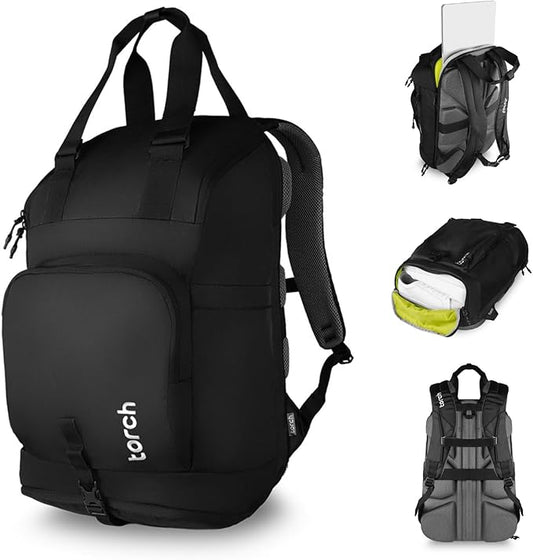torch Laptop Backpack for Men & Women – Carry On Backpack 27L with 16-Inch Laptop Compartment, Shoe Compartment, and Anti-Sweat Back Panel, Casual Totepack for Work, Travel, and Everyday Use (Daksa)