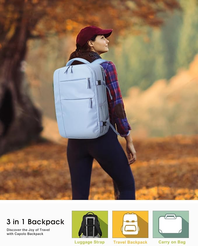 Capolo Travel Backpack for Women Men Waterproof Laptop Backpack Airlines Approved Carry On Backpack Bag Computer Bookbag for Business, Work, Traveling Fits 17 Inch Laptop(Blue)