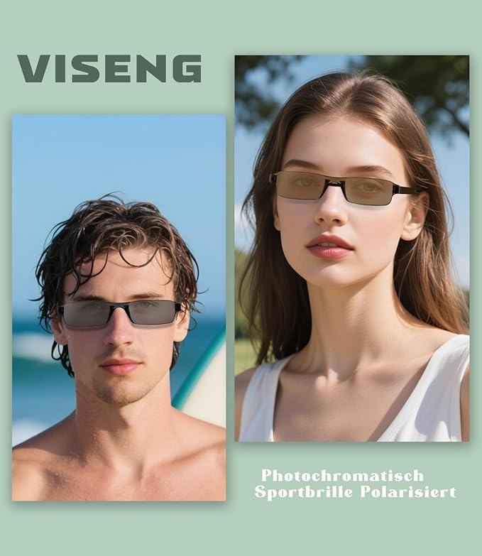 Viseng 3-in-1 Blue Light Reading Glasses & Sunglasses - Ultra-Light Rimless Readers for Men/Women, HD Vision Indoor/Outdoor + UV400 Protection (Frameless Design)+2.0