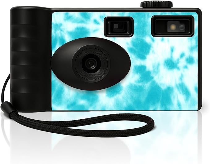 LENSY Screen Free Digital Camera | Four Built in Filters | Rechargeable, 8mp, Lightweight, Focus-Free, Auto-Flash, Easy-to-Use, Reusable, Retro Film-Style Photos (Blue Tie Dye)