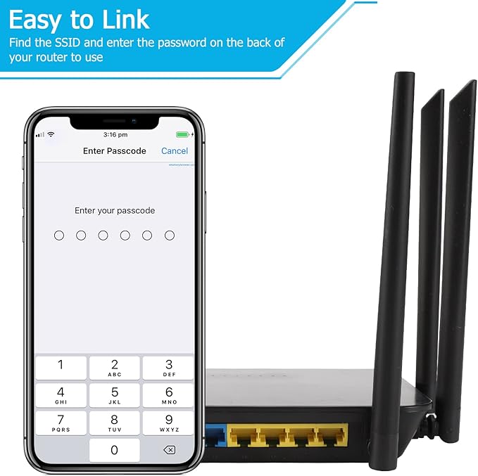 Dual Band 4G LTE Router with SIM Card Slot Unlocked Modem, 1200Mbps Mobile Hotspot Support AT&T and T-Mobile, 6-Antenna Wireless Wi-Fi Router