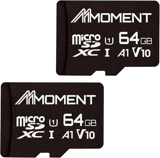 MMOMENT 64GB (2 Pack) Micro SDHC Card, A1, UHS-I, U1, V10, Class 10 Compatible, Read Speed Up to 95 MB/s, SD Adapter Included