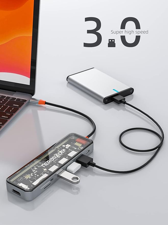 Tiergrade USB C Hub, 7 in 1 USB C to HDMI Multiport Adapter with HDMI, 100W PD, 3 USB-A 5 Gbps, TF/SD Card Reader, USB C Dock for MacBook Air/Pro, XPS, and More Type-C Device