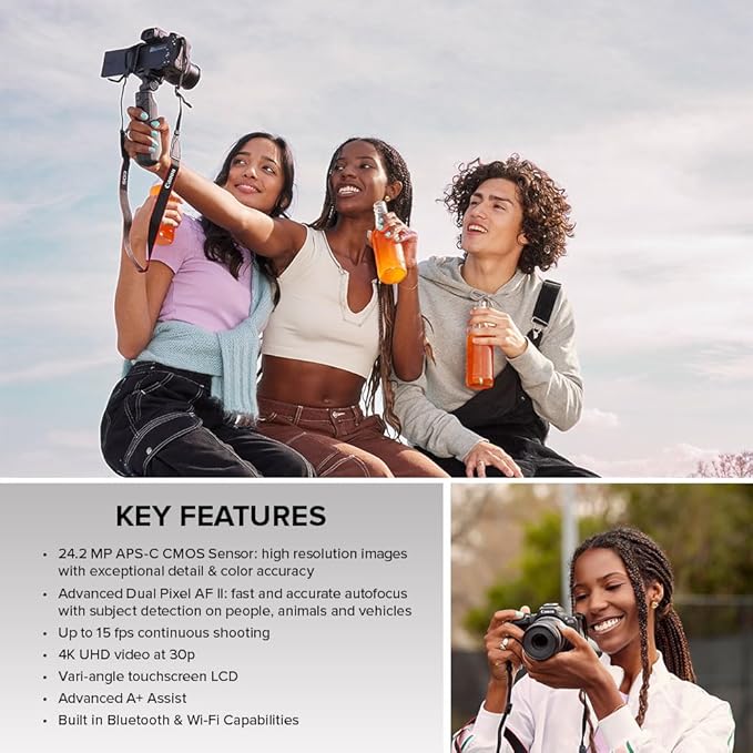 Canon EOS R50 Mirrorless Vlogging Camera (Body Only/White), RF Mount, 24.2 MP, 4K Video, DIGIC X Image Processor, Subject Detection & Tracking, Compact, Smartphone Connection, Content Creator