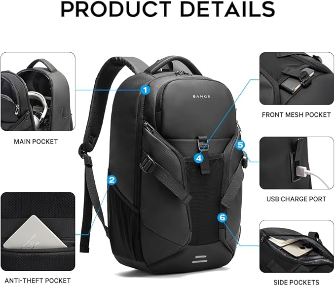 Travel laptop Smart Backpack for men women ，Business waterproof Backpack with USB charge Port,Anti Theft Travel Laptop Backpack Fits 15.6 Inch Notebook