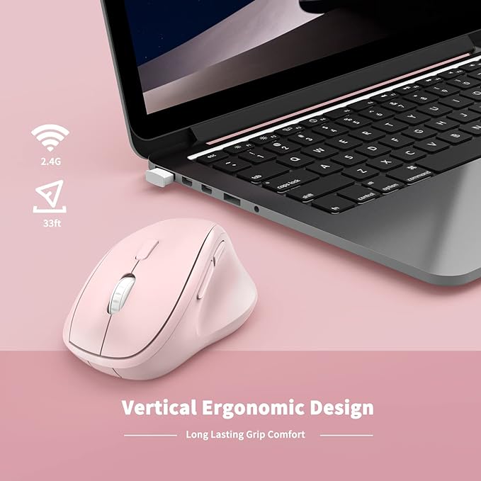 MICROPACK Digitally Yours Ergonomic Wireless Mouse with USB Receiver for PC, Laptop and Desktop, Pink