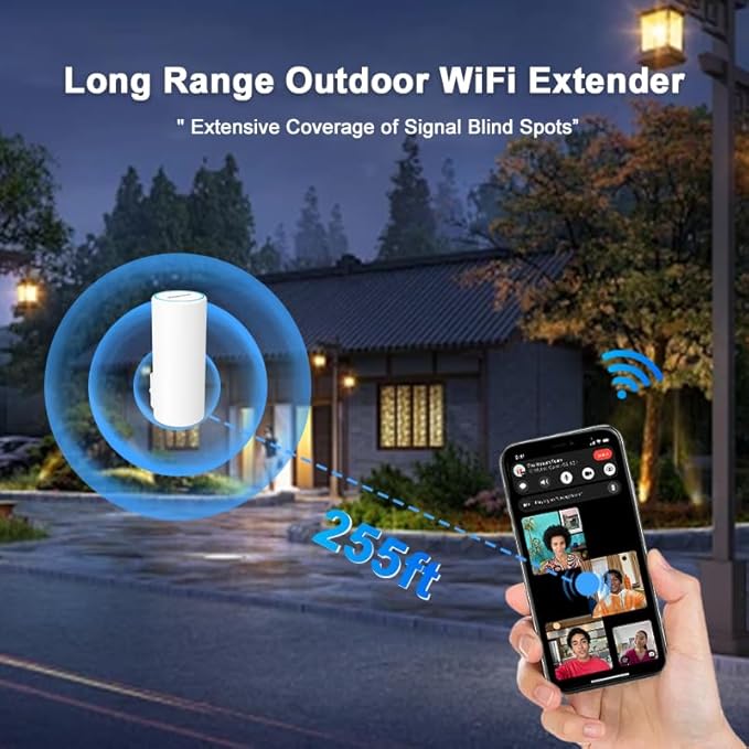 Pro-Grade Outdoor WiFi Extender |POE Powered,85m Range & Military-Grade Durability,TUYAAPP Remote Smart Control,USA Server
