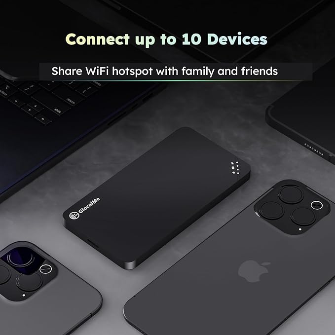 GlocalMe U3 4G LTE Mobile Hotspot, Portable WiFi Hotspot for Travel in 200+ Countries, No SIM Card Needed, Smart Local Network Auto-Selection with Global 1GB Data 30 Days, Pocket WiFi (U3 White)