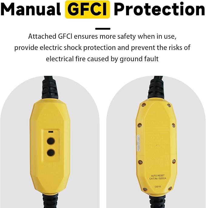 EP 3 Ft Lighted GFCI Extension Cord with 3 Electrical Power Outlets - 12/3 SJTW Heavy Duty Black Pigtail Extension Cable with 3 Prong Grounded Plug for Safety, UL Listed