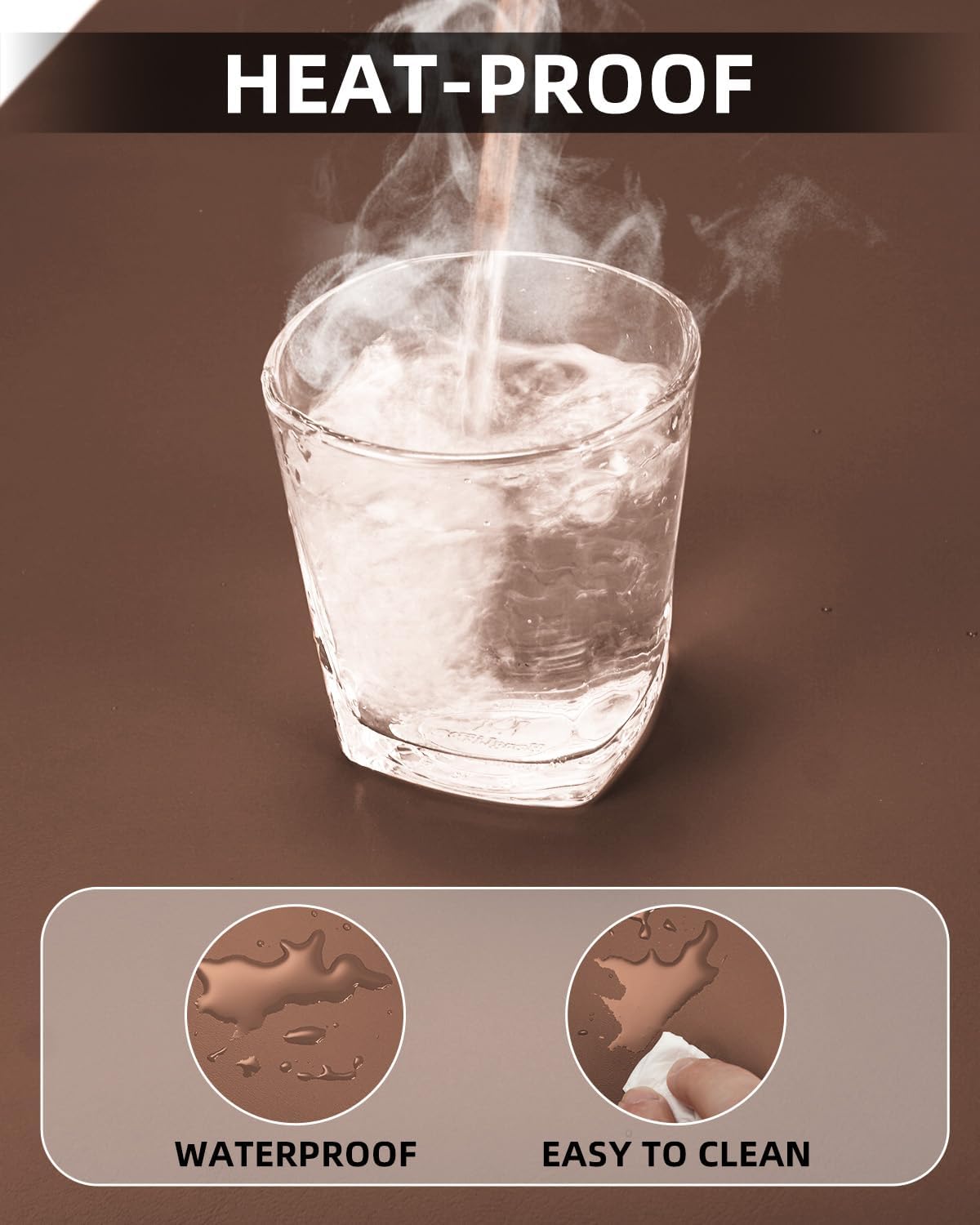 Large Leather Desk Pad Protector, Office Mat, Mouse Pad, Non-Slip Blotter, Laptop Pad, Waterproof Writing Pad for Office & Home (Brown, 48" x 24")