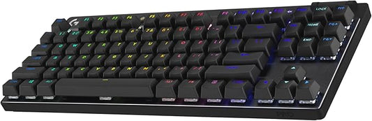Logitech G PRO X TKL LIGHTSPEED Wireless Gaming Keyboard, Ultra-Portable Tenkeyless Design, LIGHTSYNC RGB, PBT keycaps, Clicky Switches (GX Blue) - Black