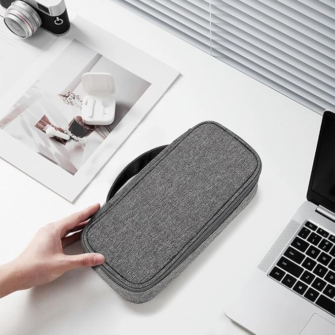 Teskyer Electronics Organizer Travel Case, Waterproof Portable Tech Accessories Pouch with Organized Compartments for Cables, Phone, Chargers, Earphone, Dark Grey