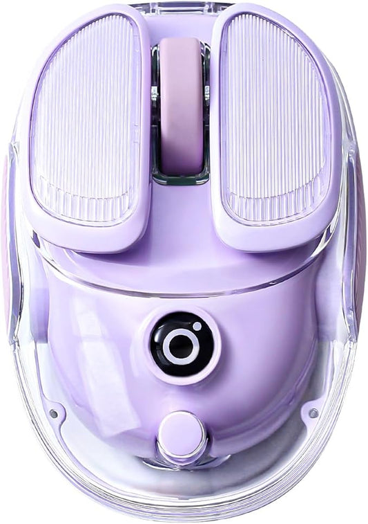 Q9 Chargeable Portable Silent 2.4GHz/Bluetooth Dual Mode Wireless Mouse, 4 Adjustable DPI,4800 DPI Optical Tracking Mouse with RGB Lighting, Compatible Win/Mac/Android/iOS(Purple)