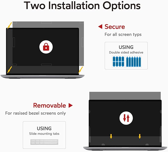 BERSEM 14 inch Removable Laptop Privacy Screen Filter for 16:9 Ratio Monitor, Anti-Spy, Anti-Glare, Anti-Scratch, UV-Blocking
