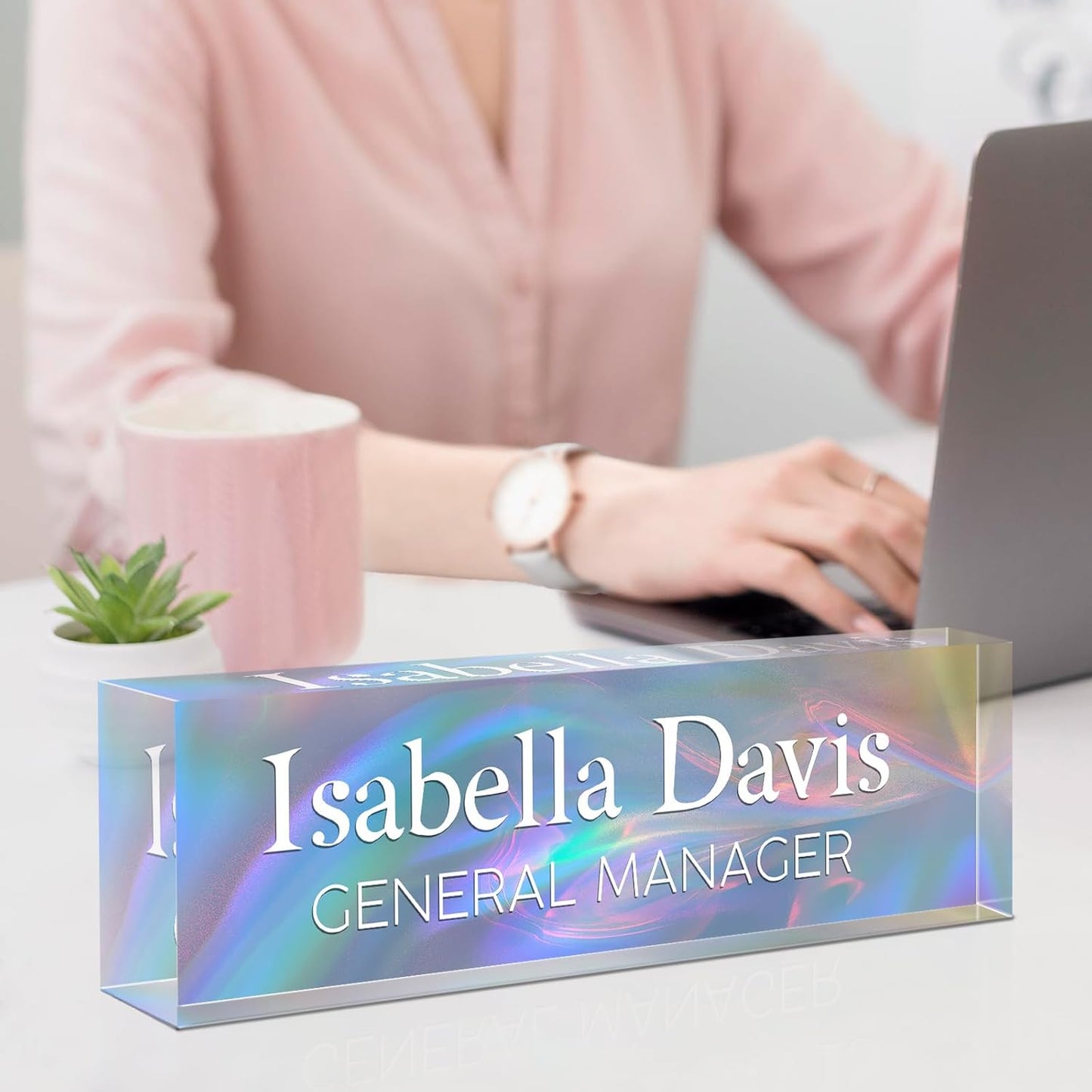 Custom Name Plate for Desk, Acrylic Office Decor For Women Men, Personalized Office Desk Accessories, Teacher Employee Appreciation Gifts For Social Worker Boss Coworkers (Mystery Color)