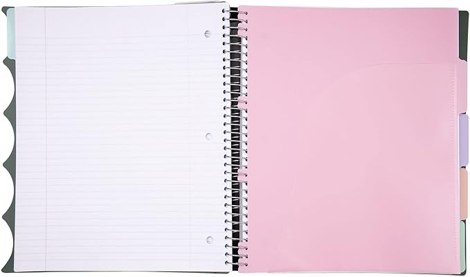 Mintra Office Durable PREMIUM Spiral Notebook (Green Olive, 5 Subject (8.5in x 11in))