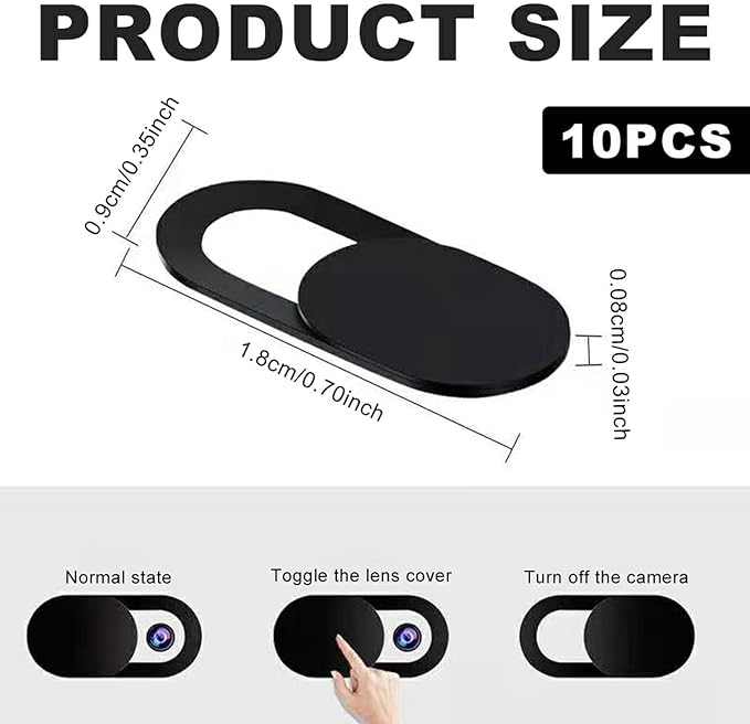 10Pcs Laptop Camera Cover Slide, Ultra-Thin Laptop Webcam Cover Slide, Computer Camera Cover, Camera Blocker For Laptops, Fits Most Laptops/PC/Tablet/Smartphone to Protect Privacy and Security