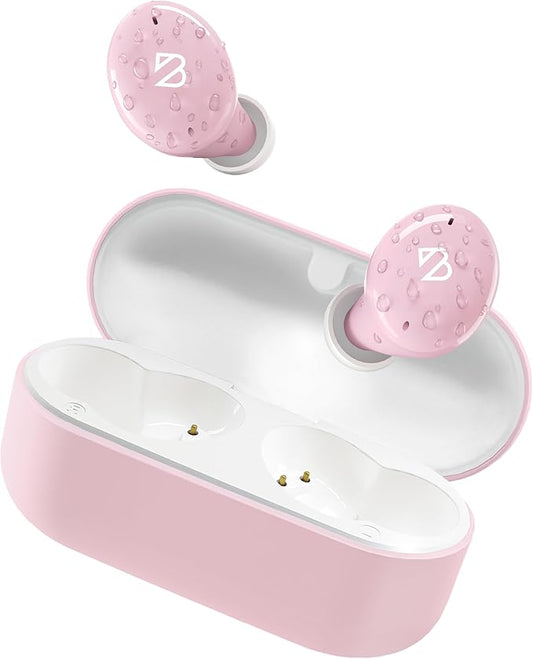 Back Bay Audio Tempo 30 Wireless Earbuds for Small Ears - Award-Winning Sound, Sweatproof Bluetooth Earbuds, Comfortable Ear Buds for Women, Pink Earphones Small Ear Canals, Long Battery Headphones