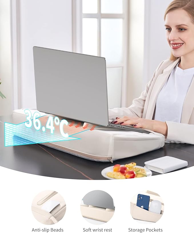 SAIJI Computer Lap Desk with Pillow Cushion,Ultra Lightweight Portable Computer Stand Desk for Couch, Bed & Chair