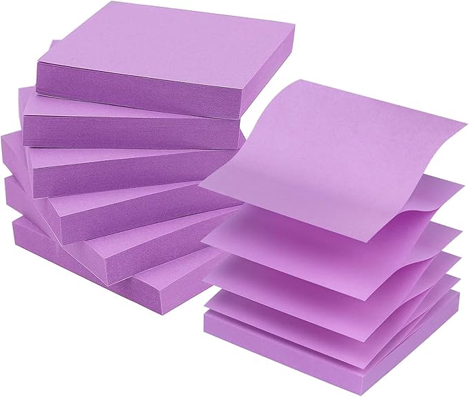 Early Buy Pop Up Sticky Notes 3x3 Refills Self-Stick Notes 6 Pads, 100 Sheets/Pad, Solid Color(Purple)