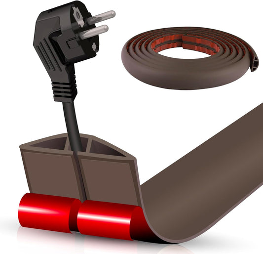 Floor Cord Cover Cable Cavity Self Adhesive Cord Hider Floor 10FT Floor Cable Management Power Cord Protector Floor Electric Cord Covers for Offices, Gym, Exhibitions (CoffeeBrown, 1.18" x 20')