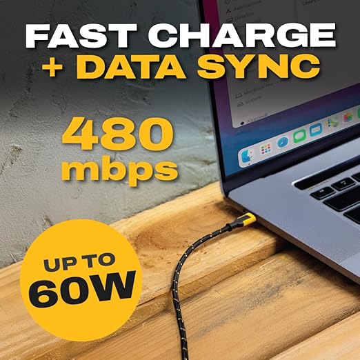 DEWALT Heavy Duty Right Angle USB C Cable, 60W USBC to USBC Cable 90 Degree Type C for iPhone 16/15, MacBook Pro/Air, iPad Pro 2022/Air 5/Mini 6, Galaxy S24/S23/S22, Pixel 8/7, Switch, 4ft