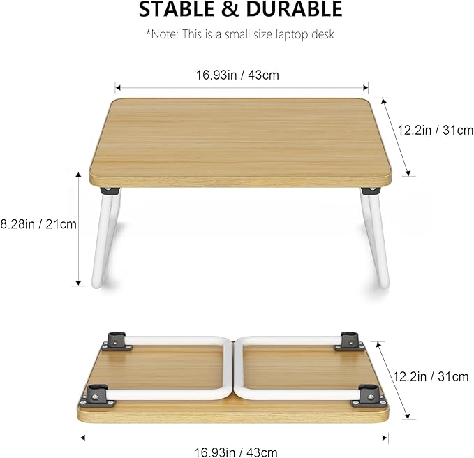 Lap Desks Laptop Tray for Bed or Couch,Portable Breakfast Serving Tray with Folding Legs,Foldable & Lightweight Mini Table, Laptop Stand for Working, Reading and Writing,Beige