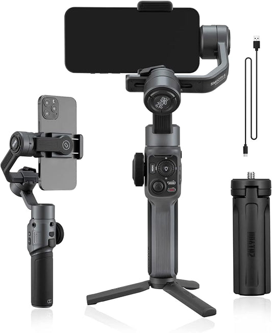 ZHIYUN Smooth 5 3-Axis Handheld Gimbal Stabilizer with Dual-Side Magnetic Lights for iPhone Smartphone Android Cell Phone - Portable Stabilizer for Vlogging, YouTube, Tiktok, Live Video