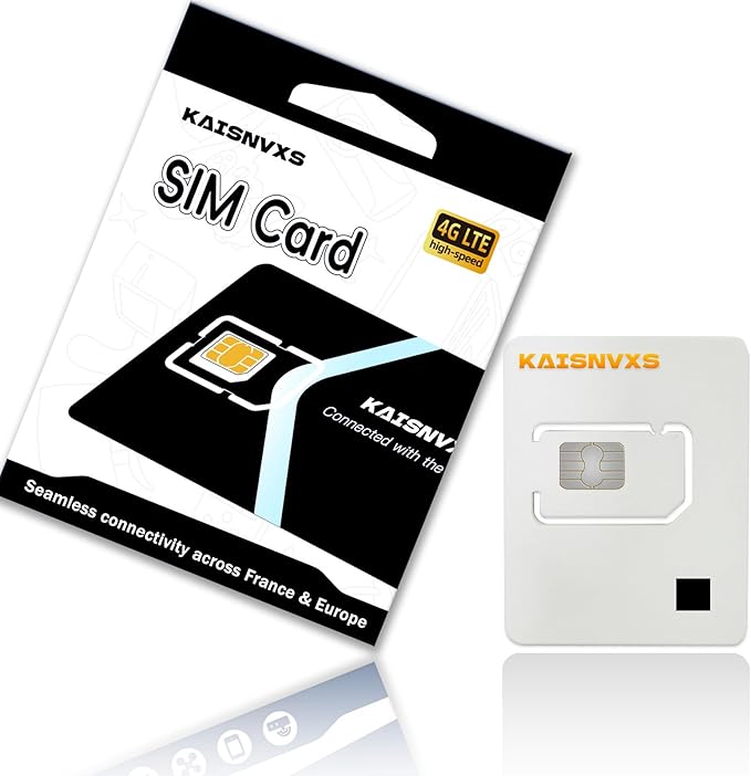 Prepaid SIM Card for Europe Travel with 30GB of 4G Data, Unlimited Calls and SMS in Europe with France Phone Number, 120 mins and 1000 SMS from Europe to Worldwide(Lasts for 31 Days),Tethering Allowed