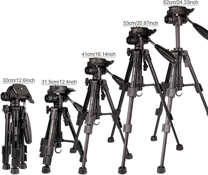 CAMBOFOTO 30"-Camera-Tripod, Porfessional Aluminum Heavy Duty Tripod Stand for Mirrorless Camera/DSLR/Cell Phone/Camcorder, with Holder and Travel Bag (Weight 1.5Lb, Max Load 15 Lb)