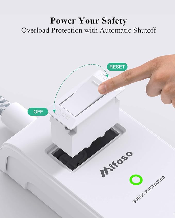 2 Pack Power Strip - 15FT Long Extension Cord, Surge Protector with 6 Outlets and 2 USB Charging Ports, Flat Plug Overload Protection, (1625W/13A/900J), Wall Mount for Home Office and Dorm, ETL Listed