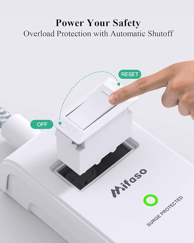 2 Pack Power Strip, 12FT Long Extension Cord, Surge Protector with 6 Outlets and 4 USB Ports (2 USB C), Flat Plug Overload Protection, Extension Cord 10+ ft, Wall Mount for Home Office Dorm College