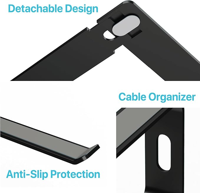 BLACK+DECKER Laptop Stand for Computer Desk, Ergonomic Laptop Stand for Desk, Lap top Riser Compatible with MacBook Notebook, Lap top Holder, Durable Aluminum Computer Riser Accessories, Black