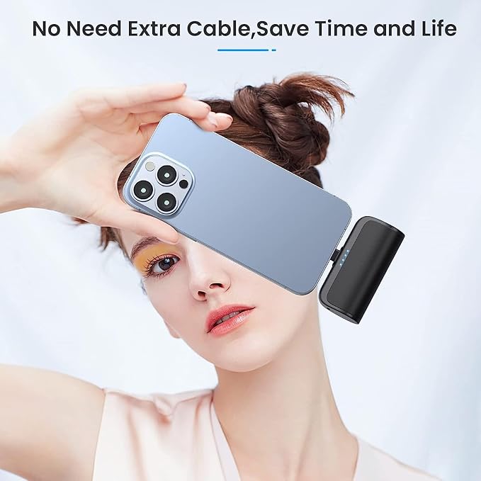 [2 Pack]Mini Portable Charger for iPhone,5200mAh Ultra-Compact Fast Charging Power Bank Cordless Cute Small Battery Pack Compatible with iPhone 14/14 Pro Max/13/13 Pro/12/11/XR/8/7/6(Black+Black)