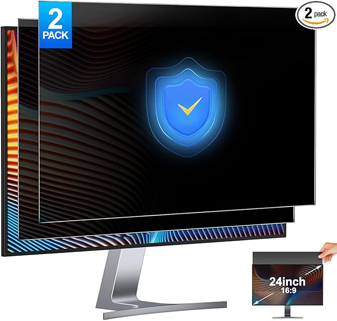 [2-Pack] 24 Inch Privacy Screen for Monitor Computer Screen Privacy Filter for 16:9 Widescreen Monitor Desktop PC Monitor Privacy Film Monitor Privacy Shield and Anti-Glare Protector