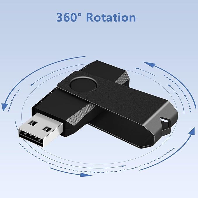1GB USB Flash Drive 20 Pack, AGECASH A Memoria USB 2.0 Thumb Drive Swivel Metal Bulk Flash Drive USB Drive Multi Pack Pendrive Jump Drive Memory Stick with Keychain (Black, 20PCS 1GB)