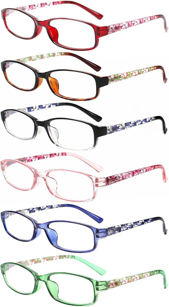 NORPERWIS 6 Pack Ladies Reading Glasses for Women Blue Light Blocking Spring Hinge Fashion Eyeglasses Readers for Women (Mix Color-2, 0.75)