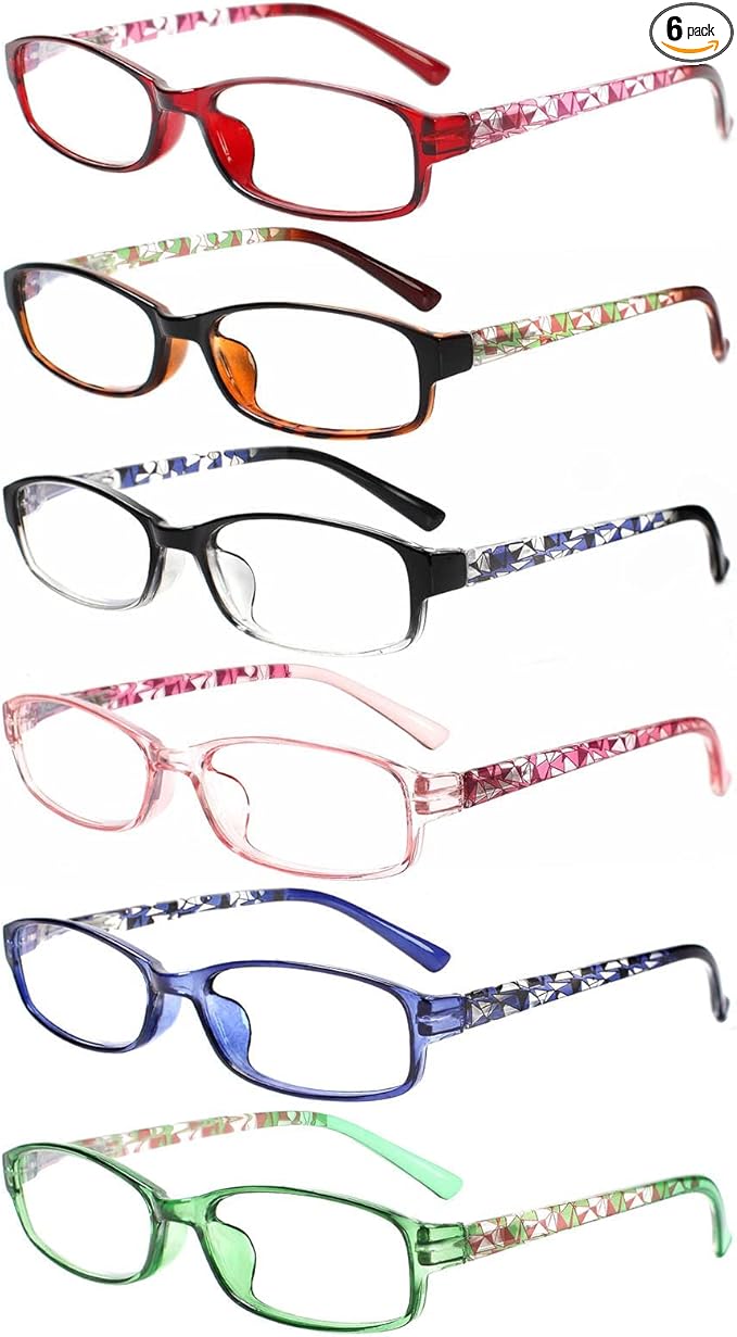 NORPERWIS 6 Pack Ladies Reading Glasses for Women Blue Light Blocking Spring Hinge Fashion Eyeglasses Readers for Women (Mix Color-2, 2.00)