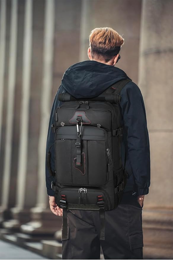 Travel Backpack for Men & Women, 50L Large Carry on Backpack Durable Convertible Duffle Bag Fit for 17 Inch Laptop with Shoe Compartment, Wet Pocket