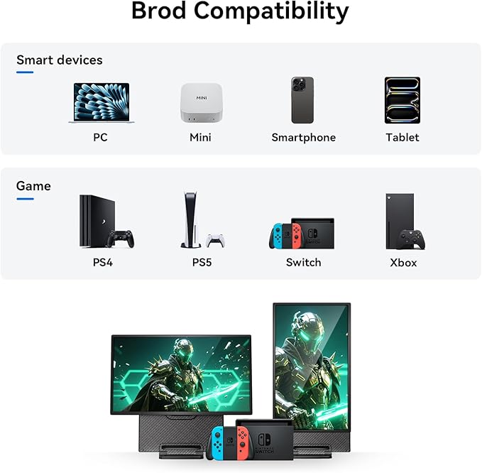 24" 180Hz Gaming Monitor, 2.5K 2560x1440 QHD Fast IPS 112.5% sRGB Large Portable Monitor, Height & Rotation Adjustable Stand Type-C HDMI Eye Care External Screen for Laptop Phone PS4&5 Switch Xbox