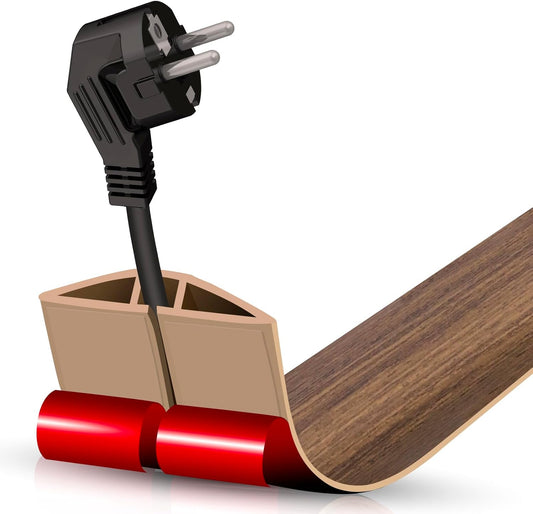 Floor Cord Cover Cable Cavity Self Adhesive Cord Hider Floor 3.3FT Floor Cable Management Power Cord Protector Floor Electric Cord Covers for Offices, Gym, Exhibitions (Misty Brown Wood, 1.18" x 3.3')